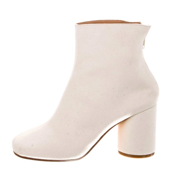 Maison Martin Margiela Shoes - Maison Martin Margiela Off-White Canvas Ankle Boots